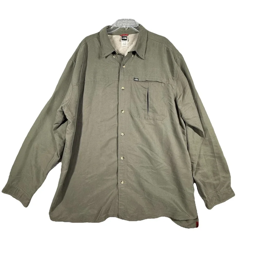THE NORTH FACE‎ Shirt Mens XXL Long Sleeve Button Up Zip Pocket Fishing/Outdoors